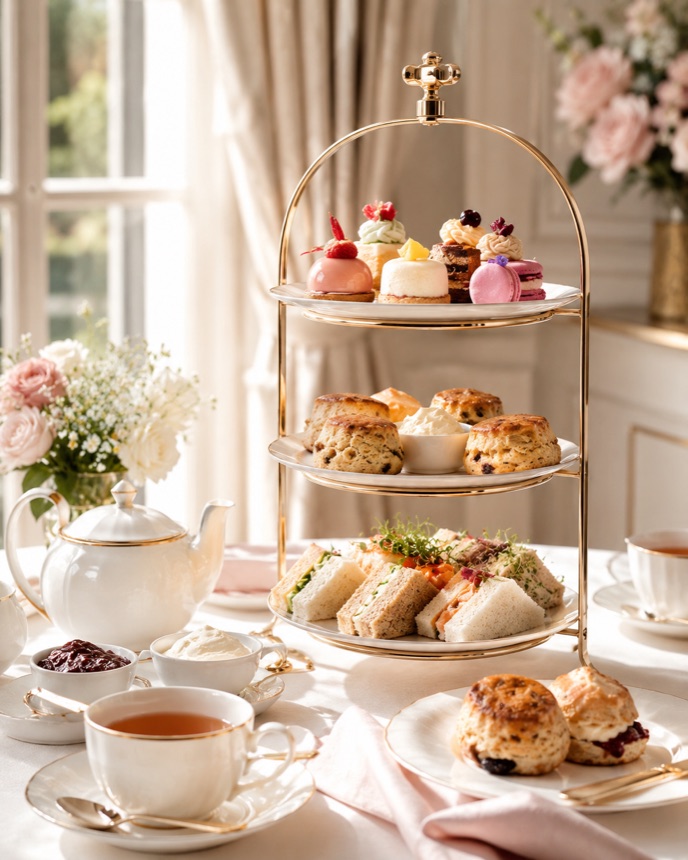 Bright afternoon tea product-style photo