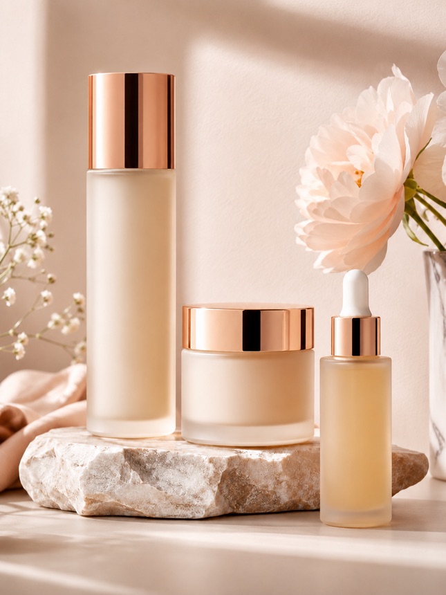 Rose gold skincare product set