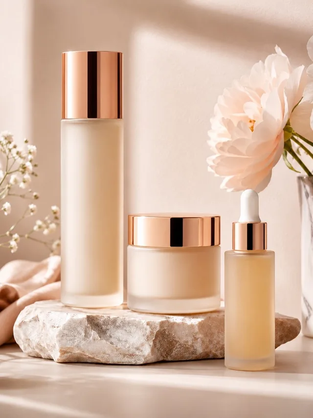 Rose gold skincare product set